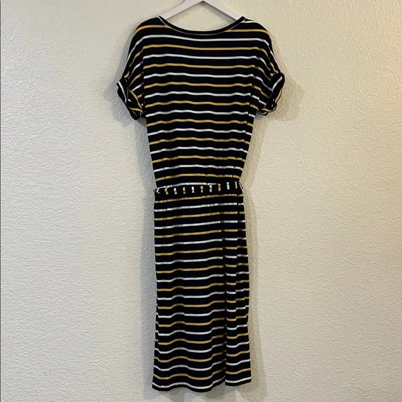 Banana Republic yellow/navy blue stripe short sleeve dress size XS Rayon/spandex - Picture 3 of 5